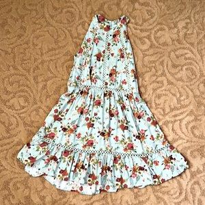 Sunday Mi Amor new turquoise/floral backless mini dress. 100% rayon. Size M